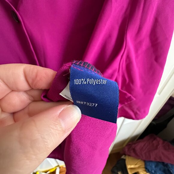 NWT Apt 9 Women’s Plus 1X Button Up Fuchsia Pink Tie Sleeve Top - Picture 7 of 7